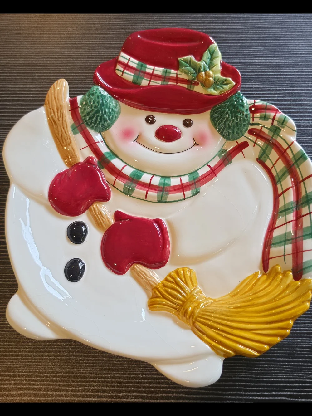Fitz and Floyd Festive Red & Green Snowman Serving Platter